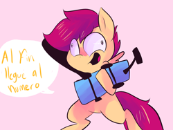 Size: 1280x960 | Tagged: safe, artist:spanish-scoot, imported from derpibooru, scootaloo, tumblr:preguntascootaloo, female, preguntascootaloo, solo, spanish