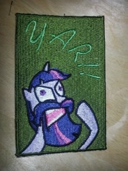 Size: 735x980 | Tagged: safe, artist:ethepony, artist:thestoicmachine, imported from derpibooru, twilight sparkle, beard, embroidery, female, photo, solo