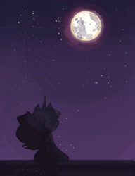 Size: 500x652 | Tagged: safe, artist:herny, imported from derpibooru, princess luna, luna-afterdark, ask, balcony, female, moon, night, ponytail, scrunchie, solo, tumblr