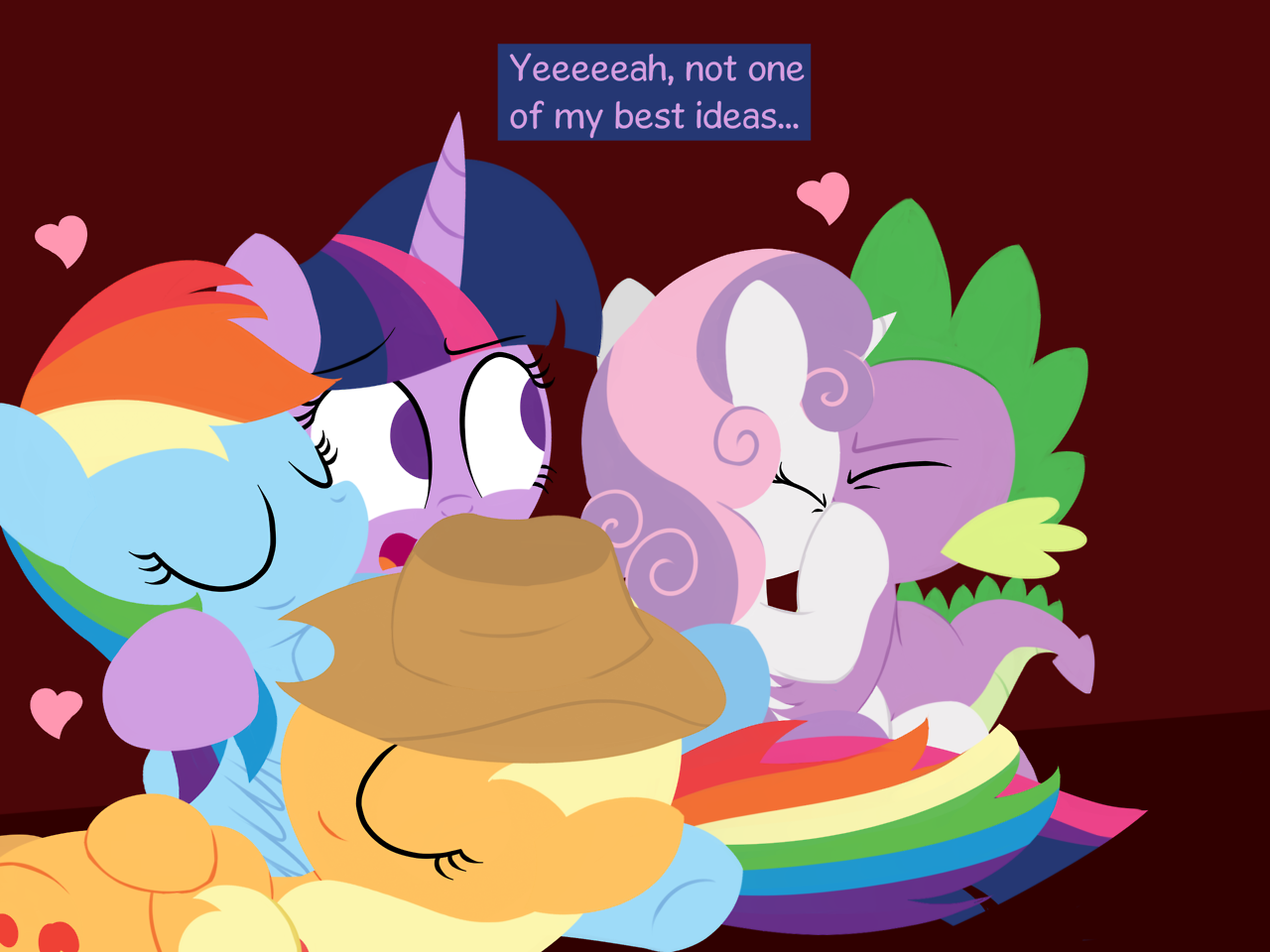 442740 - safe, twilight sparkle, rainbow dash, applejack, spike, sweetie  belle, female, male, shipping, straight, lesbian, heart, kissing, sleeping,  snuggling, appledash, twidash, twijack, spikebelle, artist:dtcx97,  post-crusade, appledashlight - Ponerpics