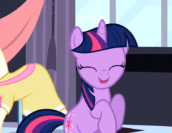 Size: 699x540 | Tagged: safe, imported from derpibooru, screencap, twilight sparkle, pony, unicorn, season 2, sweet and elite, adorkable, animated, bipedal, birthday dress, clothes, cute, dork, dress, eyes closed, female, happy, mannequin, mare, open mouth, smiling, solo, talking, twiabetes, unicorn twilight