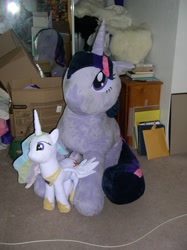 Size: 800x1067 | Tagged: safe, artist:bladespark, imported from derpibooru, princess celestia, twilight sparkle, irl, photo, plushie