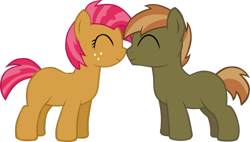 Size: 1024x583 | Tagged: safe, artist:ludiculouspegasus, imported from derpibooru, babs seed, button mash, earth pony, pony, buttonseed, female, male, nuzzling, shipping, simple background, straight, transparent background