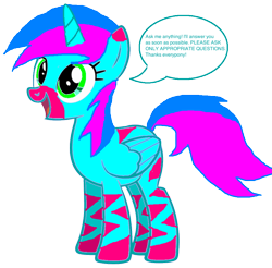 Size: 900x885 | Tagged: safe, artist:lightningchaser2000, imported from derpibooru, oc, oc only, alicorn, alicorn oc, donut steel, solo, speech bubble, text