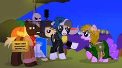 Size: 1280x720 | Tagged: safe, artist:askbritanniamlp, imported from derpibooru, oc, oc only, ask britannia, clothes, costume, halloween, monty python, nightmare night, only fools and horses, tumblr