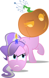 Size: 1222x1917 | Tagged: safe, artist:magerblutooth, imported from derpibooru, diamond tiara, earth pony, pony, candle, disembodied head, female, headless, jack-o-lantern, modular, pumpkin, simple background, solo, transparent background