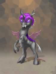 Size: 750x1000 | Tagged: safe, artist:drjavi, imported from derpibooru, oc, oc only, changeling, changeling oc, purple changeling, solo