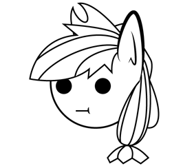 Size: 506x494 | Tagged: artist needed, safe, artist:unicorncookeno, imported from derpibooru, applejack, earth pony, pony, :t, female, head, lineart, mare, monochrome, simple background, solo, transparent background