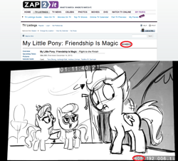 Size: 1280x1158 | Tagged: safe, imported from derpibooru, diamond tiara, scootaloo, silver spoon, flight to the finish, season 4, animatic, scootaloo can't fly, text, zap2it