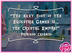 Size: 850x628 | Tagged: safe, imported from derpibooru, princess cadance, equestria games (episode), crystal empire, equestria games, official, quote, text