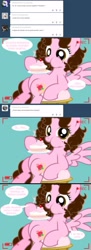 Size: 1236x3393 | Tagged: safe, artist:shinta-girl, imported from derpibooru, oc, oc only, oc:shinta pony, ask, belly, comic, fat, puffy cheeks, spanish, translated in the description, tumblr