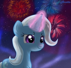 Size: 1024x989 | Tagged: safe, artist:anna-krylova, imported from derpibooru, trixie, pony, unicorn, female, fireworks, mare, solo