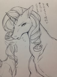 Size: 960x1280 | Tagged: safe, artist:naoki, imported from derpibooru, rarity, twilight sparkle, female, hoers, japanese, realistic, solo