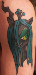 Size: 382x782 | Tagged: safe, artist:skunk412, imported from derpibooru, queen chrysalis, tattoo