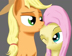 Size: 1540x1200 | Tagged: safe, artist:stillwaterspony, imported from derpibooru, applejack, fluttershy, appleshy, female, kissing, lesbian, shipping