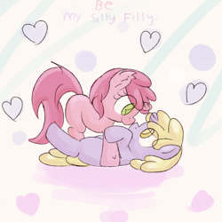 Size: 870x870 | Tagged: safe, artist:haute-claire, imported from derpibooru, dinky hooves, ruby pinch, pony, unicorn, ask ruby pinch, dinkypinch, female, filly, lesbian, shipping, tumblr