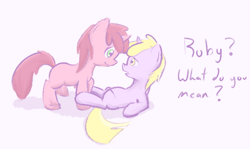 Size: 600x357 | Tagged: safe, artist:a6p, imported from derpibooru, dinky hooves, ruby pinch, pony, unicorn, ask dinky doo, dinkypinch, female, filly, lesbian, shipping, tumblr