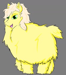 Size: 1297x1460 | Tagged: safe, artist:melinda chovexani, imported from derpibooru, earth pony, fluffy pony, pony, fluffybooru, happy, solo