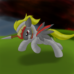 Size: 2600x2600 | Tagged: safe, artist:flashiest lightning, imported from derpibooru, oc, oc only, pegasus, pony, armor, brave, fantasy class, fire, knight, solo, spear, warrior