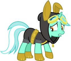 Size: 1293x1112 | Tagged: safe, artist:punzil504, imported from derpibooru, lyra heartstrings, pony, unicorn, bunny ears, clothes, dangerous mission outfit, female, goggles, hoodie, mare, simple background, solo, transparent background