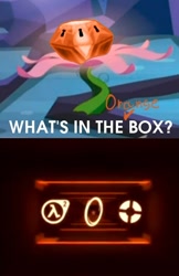 Size: 500x770 | Tagged: safe, imported from derpibooru, princess twilight sparkle (episode), season 4, exploitable meme, half-life, meme, mystery box of plot importance, orange box (valve), portal (valve), team fortress 2, what's in the box?