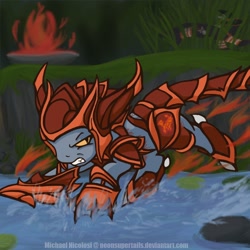 Size: 750x750 | Tagged: safe, artist:neonnoble, artist:neonsupertails, imported from derpibooru, league of legends, nidalee, ponified, shyvana