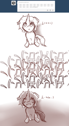 Size: 1280x2327 | Tagged: safe, artist:imspainter, imported from derpibooru, oc, oc only, oc:paint pints, pony, unicorn, ask paint pints, ask, emoticon, help, scared, swarm, tumblr