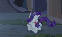 Size: 576x346 | Tagged: safe, imported from derpibooru, screencap, rarity, castle mane-ia, derp, female, hoers, majestic as fuck, solo