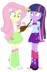 Size: 655x1000 | Tagged: safe, artist:dm29, imported from derpibooru, fluttershy, twilight sparkle, equestria girls, book, duo, simple background, transparent background