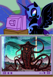 Size: 513x752 | Tagged: safe, imported from derpibooru, nightmare moon, avatar wan, exploitable meme, meme, mula, obligatory pony, the legend of korra, tv meme, vaatu