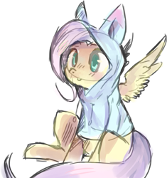 Size: 1057x1125 | Tagged: safe, artist:spanish-scoot, imported from derpibooru, fluttershy, clothes, female, hoodie, solo