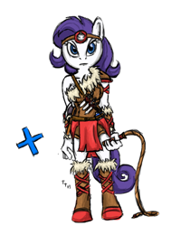 Size: 576x720 | Tagged: safe, artist:tokeitime, imported from derpibooru, rarity, anthro, barbarian, barbarity, castlevania, female, simon belmont, solo, whip