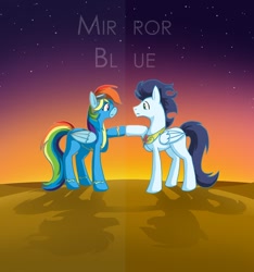 Size: 1000x1067 | Tagged: safe, artist:crowneprince, imported from derpibooru, rainbow dash, soarin', duality, fanfic, female, male, role reversal, shipping, soarindash, straight