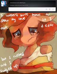 Size: 652x850 | Tagged: dead source, safe, artist:dhui, imported from derpibooru, pinkie pie, cake, crying, female, solo, tired pie, tumblr