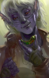 Size: 700x1100 | Tagged: safe, artist:arainmorn, imported from derpibooru, gilda, dark elf, dunmer, elf, human, tesiii:mlp, dunmeried, female, humanized, morrowind, solo, the elder scrolls, woman