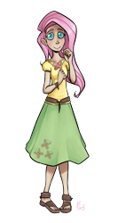 Size: 1100x2062 | Tagged: safe, artist:mrbetsey, imported from derpibooru, fluttershy, human, clothes, element of harmony, element of kindness, female, humanized, sandals, simple background, skirt, solo, transparent background