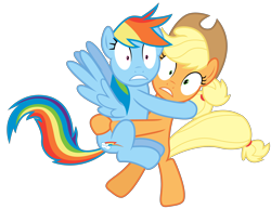 Size: 3880x3000 | Tagged: safe, artist:rainbowderp98, imported from derpibooru, applejack, rainbow dash, earth pony, pegasus, pony, season 4, .ai available, .svg available, high res, scared, simple background, surprised, transparent background, vector