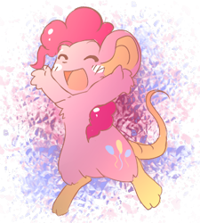 Size: 400x444 | Tagged: safe, artist:fierying, imported from derpibooru, pinkie pie, mouse, chest fluff, crossover, cute, diapinkes, eyes closed, female, mousified, open mouth, pinkie mouse, solo, species swap, transformice