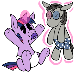 Size: 700x700 | Tagged: safe, artist:karpet-shark, imported from derpibooru, smarty pants, twilight sparkle, pony, twily-daily, baby, baby pony, cute, diaper, female, filly, foal, karpet-shark is gonna kill us all, magic, pacifier, solo, tumblr, twiabetes