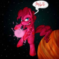 Size: 800x800 | Tagged: safe, artist:artybeat, imported from derpibooru, pinkie pie, smile hd, dragon ball, female, kamehameha, solo, space