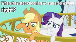 Size: 960x539 | Tagged: safe, edit, edited screencap, imported from derpibooru, screencap, applejack, rarity, the crystal empire, caption