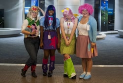 Size: 1000x670 | Tagged: artist needed, safe, imported from derpibooru, applejack, fluttershy, pinkie pie, twilight sparkle, human, equestria girls, cosplay, irl, irl human, photo, youmacon, youmacon 2013