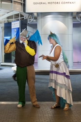 Size: 602x900 | Tagged: artist needed, safe, imported from derpibooru, discord, princess celestia, human, cosplay, irl, irl human, photo, youmacon, youmacon 2013