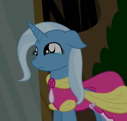 Size: 918x871 | Tagged: safe, artist:dazed-and-wandering, imported from derpibooru, trixie, pony, unicorn, clothes, coronation dress, dress, female, floppy ears, mare, sad, solo