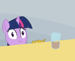 Size: 550x450 | Tagged: safe, imported from derpibooru, twilight sparkle, season 4, chocolate milk, exploitable meme, female, meme, solo, spill, spilled milk, twilight scepter