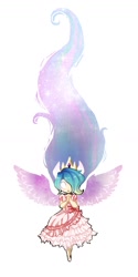 Size: 631x1266 | Tagged: safe, artist:techtechno, imported from derpibooru, princess celestia, human, clothes, dress, eared humanization, female, glowing eyes, humanized, light skin, long mane, solo, winged humanization