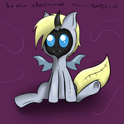 Size: 500x500 | Tagged: safe, artist:spenws, imported from derpibooru, derpy hooves, changeling, pegasus, pony, 30 minute art challenge, clothes, female, footed sleeper, mare, pajamas, solo