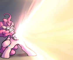 Size: 600x500 | Tagged: safe, artist:uc77, imported from derpibooru, pinkie pie, ask hotblooded pinkie, arc reactor, female, iron man, repulsor, solo, unibeam