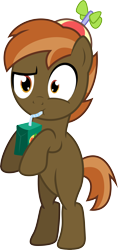 Size: 3000x6332 | Tagged: safe, artist:theshadowstone, imported from derpibooru, button mash, earth pony, pony, button's adventures, bipedal, blank flank, colt, confused, foal, hat, hooves, juice box, male, propeller hat, simple background, solo, transparent background, vector