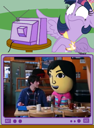 Size: 563x771 | Tagged: safe, imported from derpibooru, twilight sparkle, alicorn, pony, 3ds, exploitable meme, female, mare, meme, mii, nightmare fuel, nintendo, obligatory pony, streetpass, tv meme, twilight sparkle (alicorn), wat, what has science done